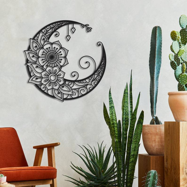 Moon Flower Metal Wall Art