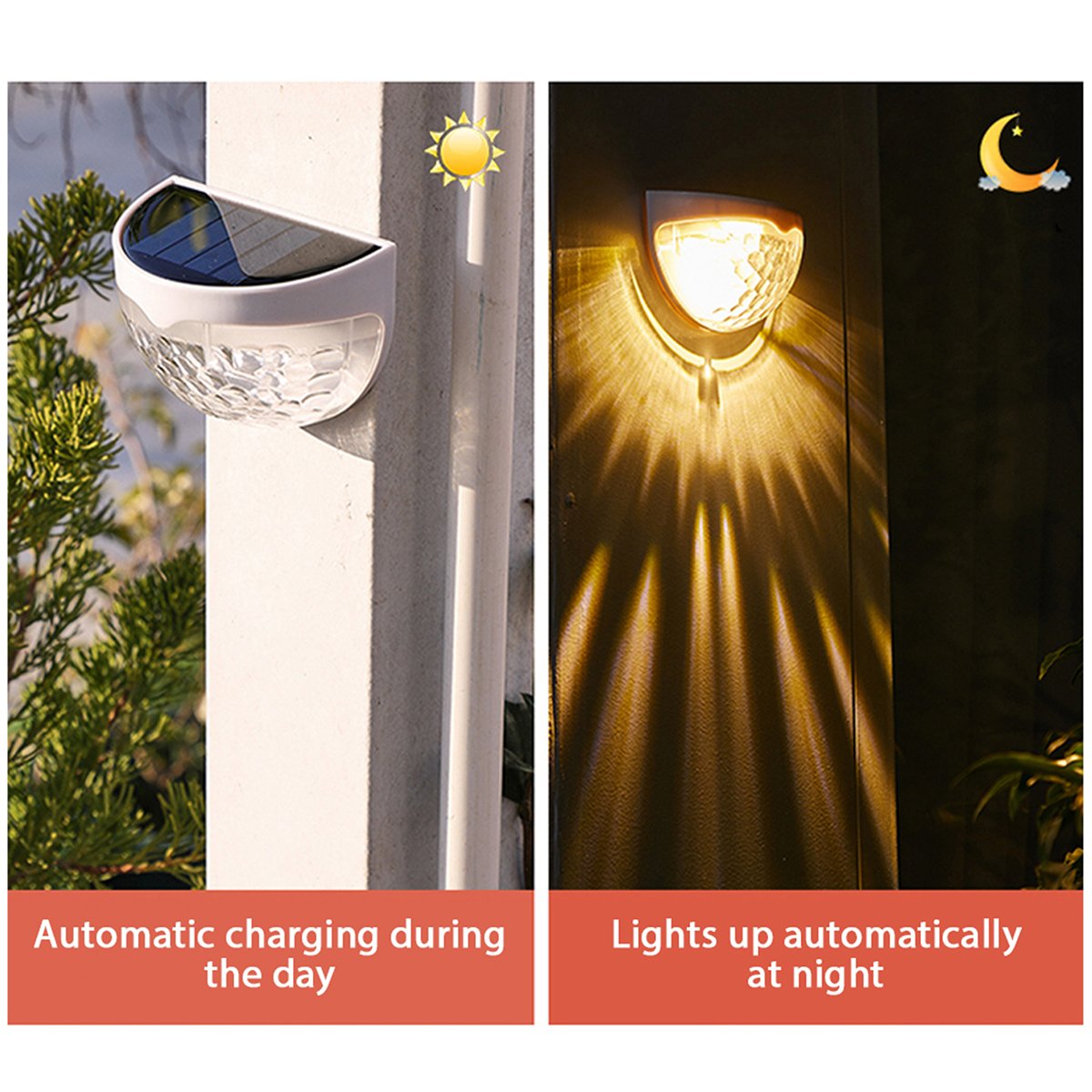 2PCS Solar Semicircle Wall Lights