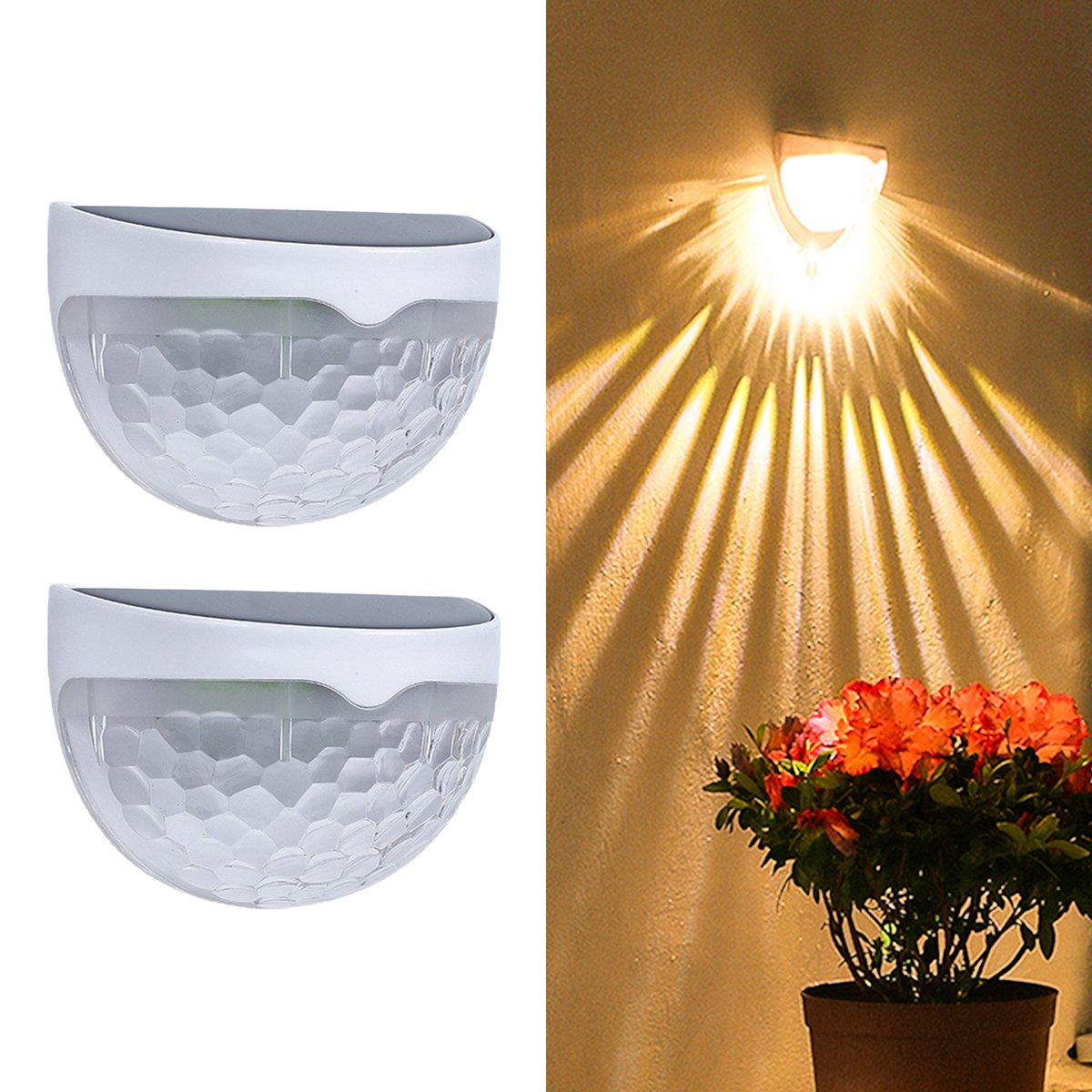 2PCS Solar Semicircle Wall Lights