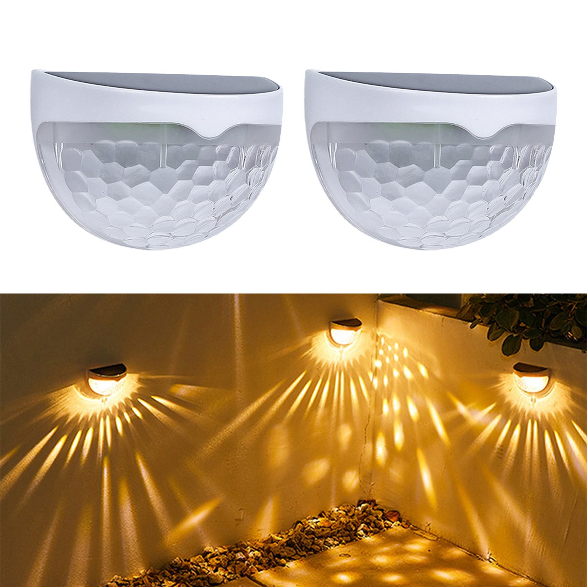 2PCS Solar Semicircle Wall Lights
