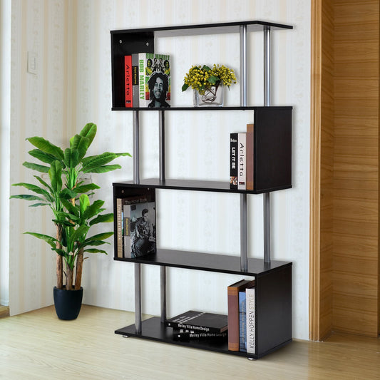 HOMCOM 4-Tier S-Shaped Bookcase