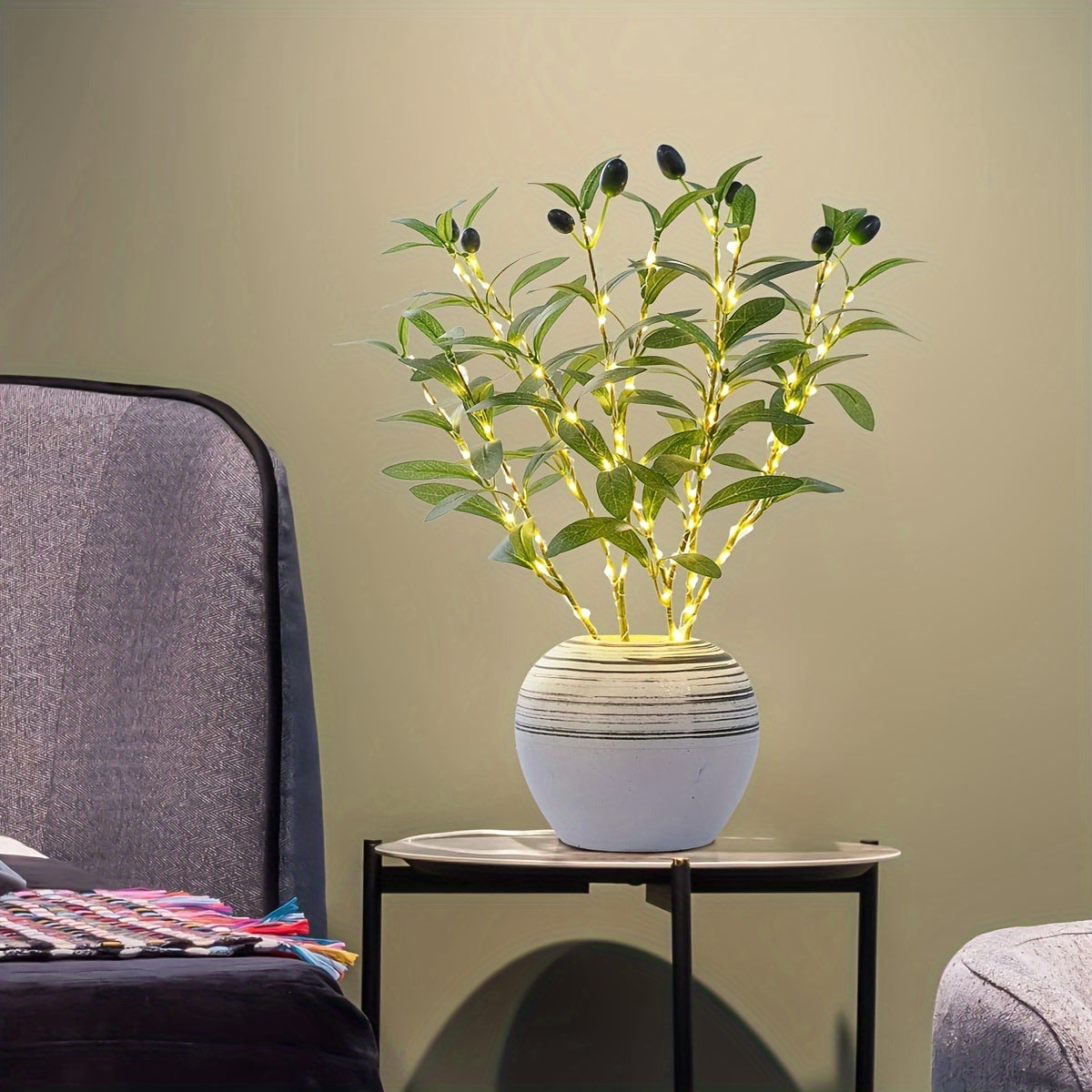 Elegant Olive Branch LED Lamp